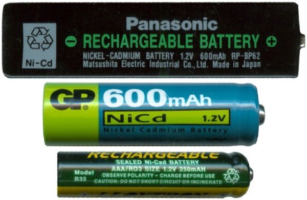 Nickel cadmium (NiCd) rechargeable