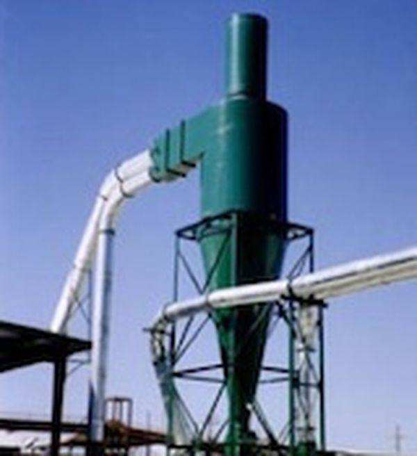 Vortex or cyclone to separate particles of different density.