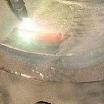 Powdered welding metal rather than a rod for better penetration of the joint